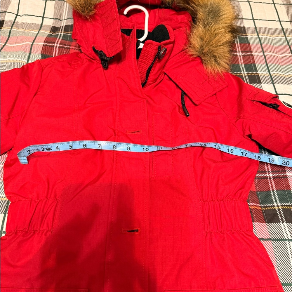 Abercrombie & Fitch Red Ski Jacket with Faux Fur Hood - Picture 2 of 3